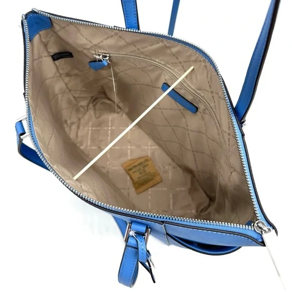 Michael Kors Large Charlotte Tote Bag Blue/Silver - Picture 8 of 11